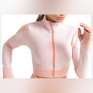 Angcoco Women's Activewear Cropped Zip Up top